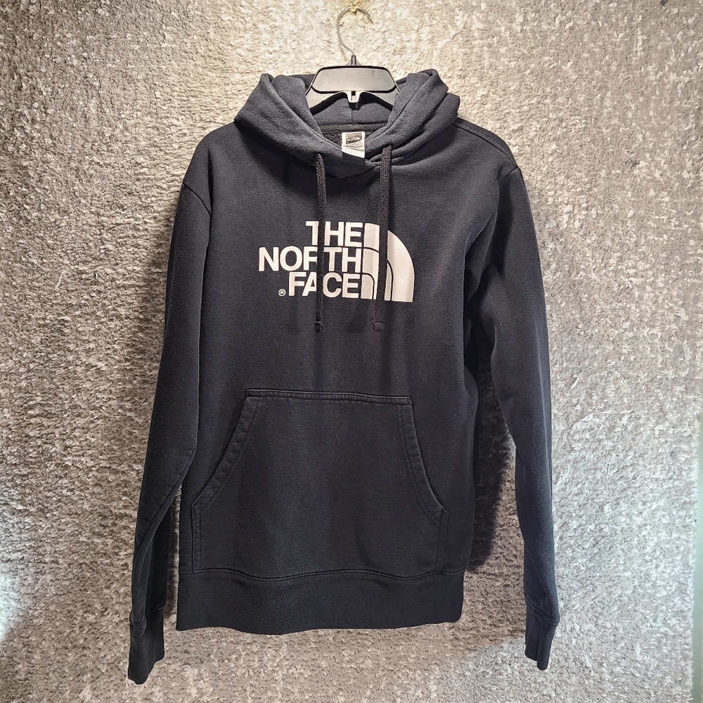 The North Face Hoodie Sweater Black Men's Medium Cotton Blend Pocket Logo‎
